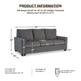 Signature Design by Ashley Rannis Casual 2-in-1 Sofa Sleeper with Folding Gel Memory Foam Mattress, Queen, Gray Signature Design by Ashley