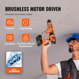 VEVOR Drywall Screw Gun Auto-Feed, 20V Max Collated Drywall Screwgun, 4200RPM Brushless Cordless Drywall Gun Kit with 2 Battery Packs, Belt Clip, Charger, Tool Bag, Screw Length and Depth Adjustable VEVOR