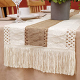 OurWarm Macrame Table Runner Farmhouse Style, Natural Burlap Boho Table Runner Modern Farmhouse Decor Rustic Woven Cotton Crochet Lace for Bohemian, Rustic,Bridal, Shower Wedding, Dinner, 72" x 12" OurWarm