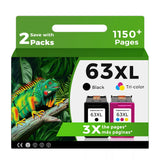 63XL Ink Cartridges for HP 63 XL Black Color Combo Pack Replacement for HP63 HP63XL for 4650 3830 5255 4520 5258 3630 4652 4655 5200 4512 3632 5252 2132 1112 3631 2130 4510 3634 3833 4511 5222 Printer Relcolor