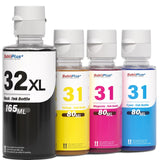 32XL Black Ink Bottle 31 Ink Bottle Set Compatible Replacement for HP Smart Tank Printer 6001 7602 7301 5100 5101 5000 5102 757 7601 755 7601 6002 7302 Ink Refill, Smart Tank Plus 651 551 Ink Refill SubliPlus+