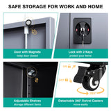 SISESOL Metal Storage Cabinet with Wheels,75 inch Rolling Garage Storage Cabinet with Lock,Gray Metal Cabinets with Wheels and Shelves,Tall Tool Cabinets on Wheel for Garage,Home,Office,Shop SISESOL