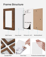 SONGMICS 4x6 Collage Picture Frames, 12-Pack Picture Frames Collage for Wall Decor, Rustic Brown Photo Collage Frame, Multi Picture Frame Set with Glass Front, Assembly Required SONGMICS