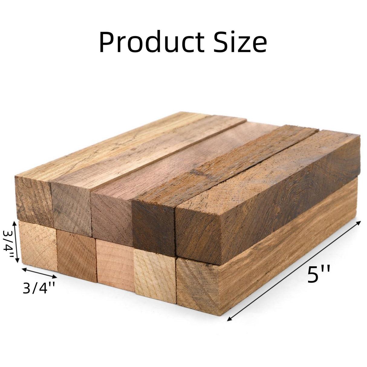 Cididu 10 Pack Exotic Wood Pen Blanks, Wood Blanks for Pen Turning, Unfinished Carving Blocks, Hard Woodcarving Block for Pen Making Supplies DIY Crafts Gifts, Easy to Drill, 5'' x 3/4'' Cididu
