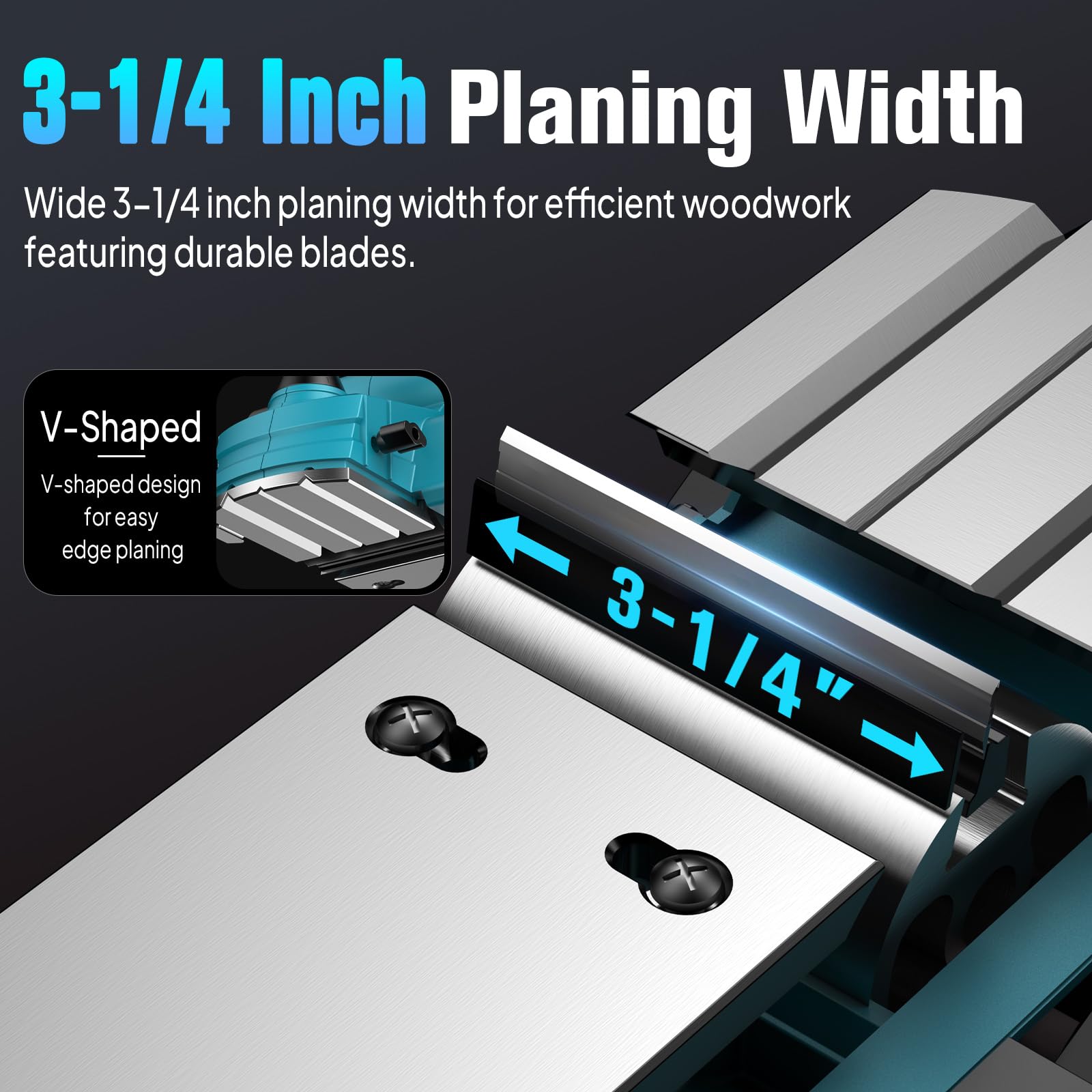 Seesii Cordless Hand Planer with 5.0Ah Battery, Adjustable 1/8-Inch Depth, Brushless Motor – Powerful Electric Hand Planer for Wood - WoodArtSupply