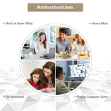 COSTWAY Corner Desk, Writing Corner Computer Desk with Drawer for Small Space, Wood Makeup Vanity Desk, Small Corner Desk with Shelves, Office Study Workstation, White Corner Desk (Natural) COSTWAY