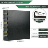 Vintage 3 Ring Binder, 2 Inch Capacity D Ring Leather Binder, Classical Collection Executive Presentation View Binder with Pocket, Professional Binder Organizer Planner (Holds 400 Sheets), Dark Green LETVPVOW
