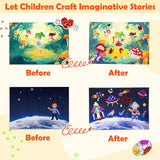 PARTYWIND Foil & Pom poms Art Fun Kit for Kids Ages 4-8 - Unicorns, Princesses, and Ocean DIY Arts & Crafts Supplies, Quiet Time Travel Toys, Birthday Gifts for Girls & Boys Ages 4 5 6 7 8 9 10 11 12 PARTYWIND