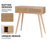 Console Table, 31" Console Tables for Entryway Small Entryway Table, Vanity Desk Rattan Dresser Side Table Entry Table Narrow Console Table Modern Hallway Table Boho Sofa Table for Living ZYBT