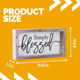 FESTWIND Tiered Tray Decor, Simply Blessed Sign Embossed Metal With Wood Frame - Shelf, Mantel, Blessed Signs for Home Decor - Rustic Thanksgiving, Primitive Decoration FESTWIND