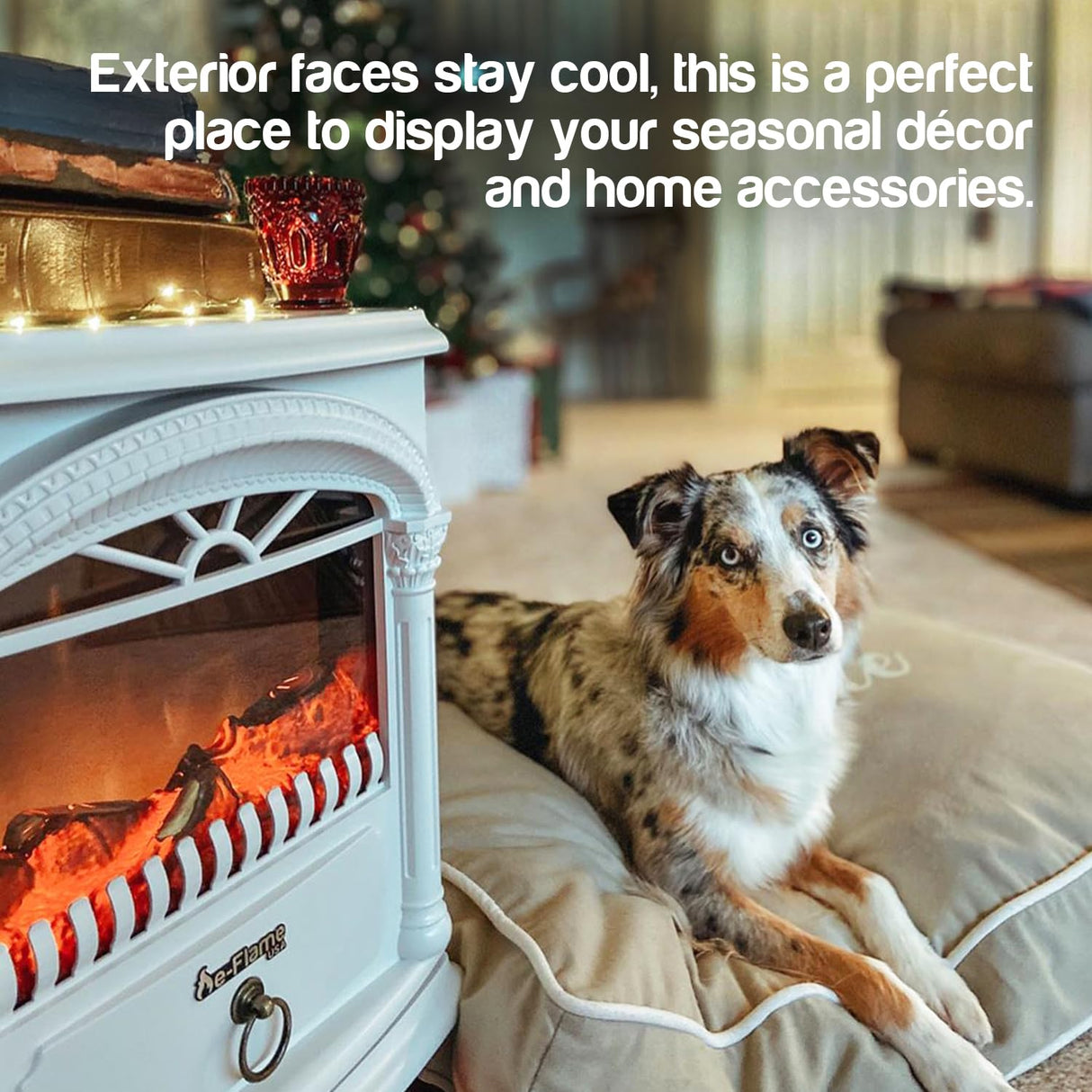 e-Flame USA Hamilton Indoor Compact Freestanding Electric Fireplace Space Heater - Realistic 3-D Wood Burning Flame (Winter White) e-Flame USA