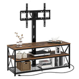 Seventable TV Stand with Mount and Power Outlet 43", Swivel TV Stand Mount for 32/45/55/60/65/70 inch TVs, Height Adjustable TV Entertainment Center with Cable Management, Rustic Brown Seventable