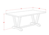 East West Furniture V-Style Mid-Century Modern Dining Rectangle Solid Wood Table Top with Stylish Legs, 40x72 Inch, VT677 East West Furniture