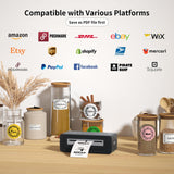 Gloryang Bluetooth Thermal Shipping Label Printer, 4X6 Inkless Label Printer for iOS, Android, Laptop, Wireless Printer for Small Business, Compatible with Amazon, UPS, Shopify, Black Gloryang