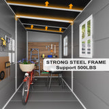 Outdoor Resin Storage Shed with Floor 8x4x6 FT Waterproof Lean to Sheds Kit Included 2 Windows Lockable Door, Plastic Tool Shed for Backyard Garden Patio Lawn WELYAS