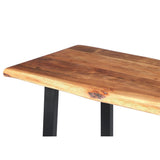 The Urban Port Tup 195122 Industrial Wooden Live Edge Desk with Metal Sled Leg Support, Brown and Black TUP THE URBAN PORT