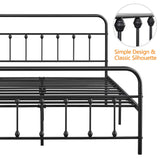 Topeakmart Victorian Style Queen Size Metal Bed Frame with Headboard and Under Bed Storage Topeakmart