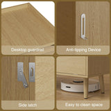 Halitaa Cat Litter Box Enclosure,Mid-Century Modern Hidden Litter Box Furniture with Cat Scratch Pad,Flip-Down Opening Litter Box Cabinet Cat Washroom End Table,Natural Halitaa