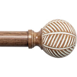 Wood Curtain Rods for Windows: 1 Inch Diameter Adjustable Drapery Rods 28" to 48", Decorative Window Curtain Rods with Imitation Wood Grain Leaf Pattern Finials,Heavy Duty Single Curtain Rods for UNCONSIL