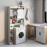 Vabches Farmhouse Over The Toilet Storage Cabinet with Sliding Barn Door and Toilet Paper Holder Vabches