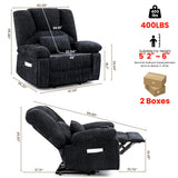 HOMYEDAMIC Oversized Power Recliner Chair 350lb with Hidable Cup Holders, Extra Wide Large Big Electric Recliner Chair with Lumbar Support Pillow Nursery Chair Living Room (Power, Black) HOMYEDAMIC