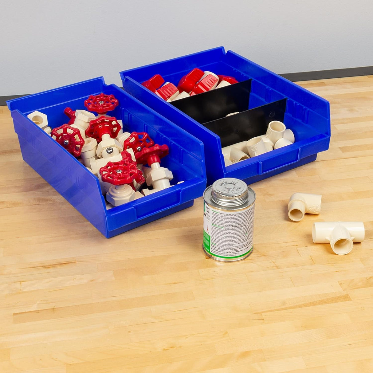 Akro-Mils 30150 Plastic Shelf Bins, Heavy Duty Storage Bins for Garage, Closet, and Drawer Organization, 12-Inch x 6-1/2-Inch x 4-Inch, Blue, 12-Pack Akro-Mils