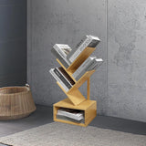 Bamboo 4 Tree Bookshelf Small Bookcase Free Standing Wood Bookcase for Narrow Space Modern Book Storage Rack for Books/Movies/CDs Narrow Display Rack for Living Room Home Office (Bamboo, 4-Tier) Sholramo