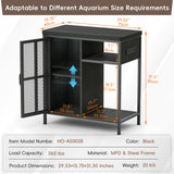 HAIOOU 20-29 Gallon Aquarium Stand with LED Light & Power Outlets, Cross Design Metal Frame Fish Tank Stand Aquarium Table with Cabinet Storage for Turtle Tank Reptile Terrarium, 360LBS Loads - Black HAIOOU