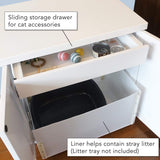 THE REFINED FELINE Cat Litter Box Enclosure Cabinet, Modern, White, Adjustable Levelers, Large, Hidden Litter Cat Furniture with Drawer THE REFINED FELINE