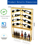 SUZEPER LED Industrial Wine Rack Wall Mounted,with Wine Glass Rack Floating Bar Shelves,Rack Iron Display Stand Wine Holder,Storage Racks Countertop,for Home Restaurant Bars SUZEPER