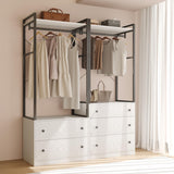 TUSY Larger Armoire Wardrobe Closet with 2 Hanging Rods & 8 Doors, 81.9" Tall Wardrobe Closet Cabinet with 6 Drawers, Modern Clothes Storage Cabinet, 81.9”H x 19.7”D x 126”W, DCCD TUSY