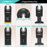 AMZBSAW 30 PCS Oscillating Tool Blades, 6 Types Oscillating Saw Blades for Metal Nails and Wood Plastic, Professional Multi Tool Blades Kits Fit Bosch Dewalt Ryobi Milwaukee AMZBSAW