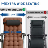 YOMIFUN Oversized Zero Gravity Chair, XL Lounge Chair 29” Width, Padded Recliner Chair W/Removable Cushion & Adj Headrest, Storage Bag, Footrest Cushion, Cup Holder, for Indoor Outdoor, Brown YOMIFUN
