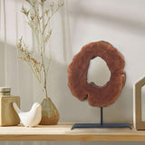 Warmaxx Wood Slice Statues on Stand Object 13.6" x 17.6" x 1.9" Handmade Solid Lychee Sculpture Tabletop Farmhouse Decoration Desk Decor for Home Living Room Office Warmaxx
