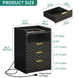 YITAHOME LED Nightstand with Wireless Charging Station & USB Ports, Night Stands with 3 Drawers for Bedroom, Modern Bedside Tables with Touch LED Light, Black YITAHOME