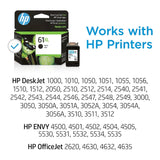 HP 61XL Black High-yield Ink | Works with DeskJet 1000, 1010, 1050, 1510, 2050, 2510, 2540, 3000, 3050, 3510; ENVY 4500, 5530; OfficeJet 2620, 4630 Series | Eligible for Instant Ink | CH563WN HP