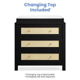 Simmons Kids Theo 3 Drawer Dresser with Changing Top and Interlocking Drawers, Black/Textured Almond Delta Children