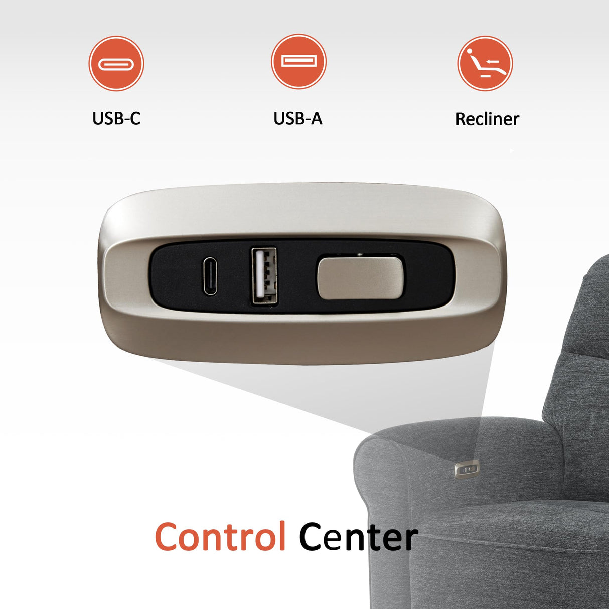 MCombo 64.6" Wall Hugger Power Loveseat Recliner Sofa with USB Ports, Reclining Loveseat for Small Spaces Living Room RV, Fabric PR635M1 (Dark Grey) MCombo