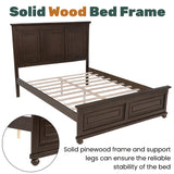 Mirightone Wood Queen Bed Frame with Tall Headboard and Footboard, Rustic Queen Panel Bed with Under Bed Storage, Farmhouse Style, Noise-Free, No Box Spring Needed, Antique Brown Mirightone