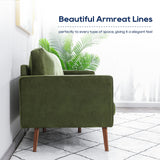 Vonanda Velvet Sofa Couch, Mid Century Modern Craftsmanship 73 inch 3-Seater Sofa with Comfy Tufted Back Cushions and 2 Bolster Pillows for Compact Living Room, Elegant Mustard Green Vonanda