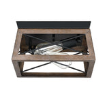 2-Light Black and Wood Flush Mount Ceiling Light with Bronze Wood Grain Farmhouse Ceiling Light for Closet Hallway Entryway Vintage Industrial Cage Light Fixture,E26 Faymart lighting