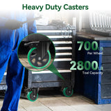 6 Inch Caster Wheels, Casters Set of 4 Heavy Duty, BZOLIHEU Locking Casters, Silent Top Plate Swivel Casters with Brake, Polyurethane Green Castor Wheels for Furniture and Workbench Cart BZOLIHEU