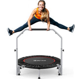 BCAN 40/48" Foldable Mini Trampoline Max Load 330lbs/440lbs, Fitness Rebounder with Adjustable Foam Handle, Exercise Trampoline for Adults Indoor/Garden Workout, Black BCAN