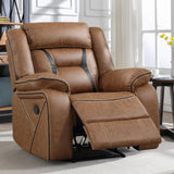 EBELLO Manual Recliner Chair, Faux Leather Single Reclining Sofa Chair with Overstuffed Armrest and Headrest, for Living Room, Bedroom Furniture, Meeting Room, Bright Brown EBELLO