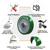 LONGRUNFORU 8" x 2" Industrial Casters, Polyurethane on Aluminum Wheel, Roller Bearing-1/2" Bore, Heavy Duty Casters- with up to 1400LB Capacity(1 Pack) LONGRUNFORU