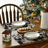Artoid Mode Black Snowflakes Christmas Placemats for Dining Table, 12 x 18 Inch Seasonal Winter Washable Table Mats Set of 4 Artoid Mode