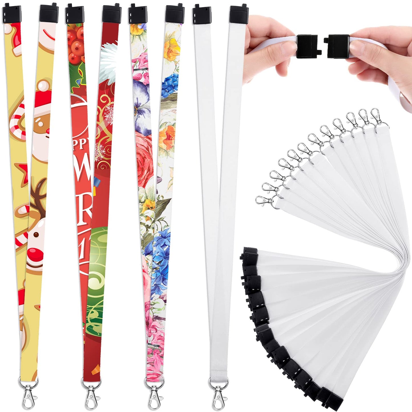 Gersoniel 20 Pieces Sublimation Blank Lanyards White Lanyards Neck Lanyards with Badge Holder DIY Lanyards