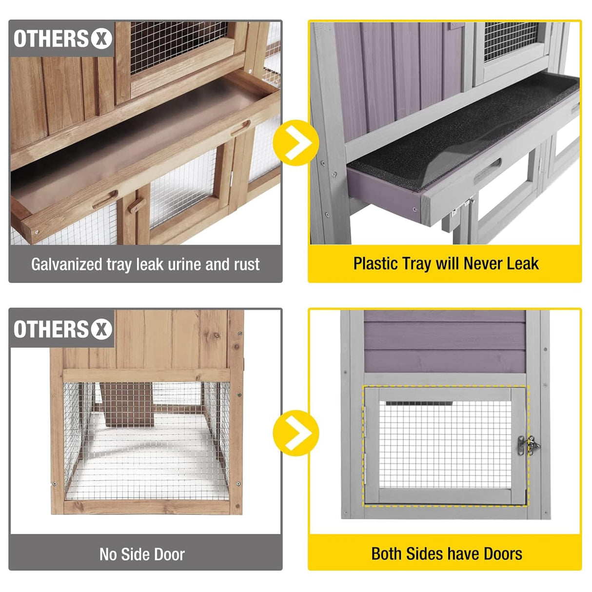 Aivituvin Chicken Coop Outdoor Rabbit Hutch Expandable Indoor Cage for Bunny, Small Chicken, Quail, Duck 57" L Aivituvin