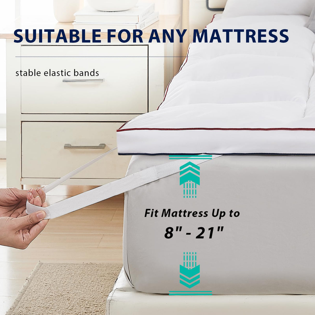 L'AGRATY Mattress Topper Full - Cooling Pillow Top Mattress Topper Full Size Extra Thick Plush Bed Topper Down Alternative Overfilled Soft Mattress Pad for Back Pain L'AGRATY