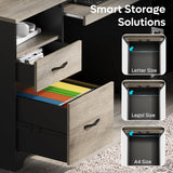 Bestier 59” Executive Desk with 2 Drawers, Computer Desk with Storage Cabinet, Industrial Wood Desk with File Drawer, Keyboard Tray & 2 Pedestals for Home Office & Studio, Gray Bestier